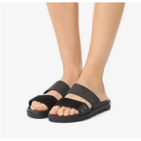 Sorel Torpeda Slide II Black Leather & Suede Sandals size 7.5 - Picture 3 of 13